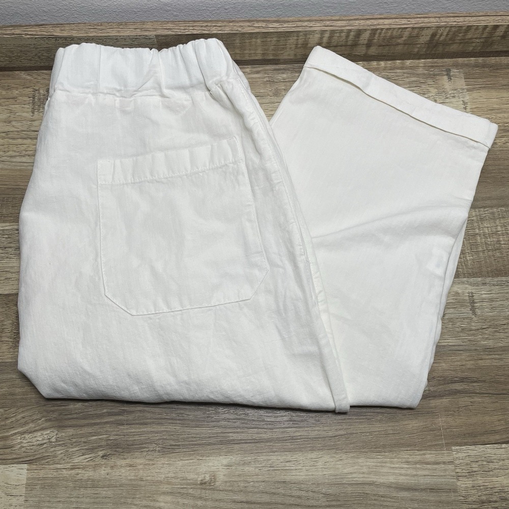 Labo.Art Panta Vela Clara Trouser Pants Womens 2 Beige Linen Blend Barrel Leg .